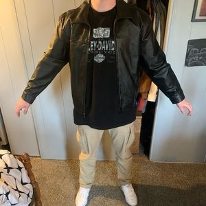 Genuine black leather jacket size L
